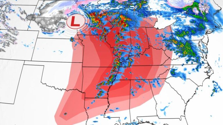 Alerta de tormenta rara de «alto riesgo» emitida para partes del Medio Oeste y Medio Sur, incluido el potencial de tornados violentos de larga trayectoria.