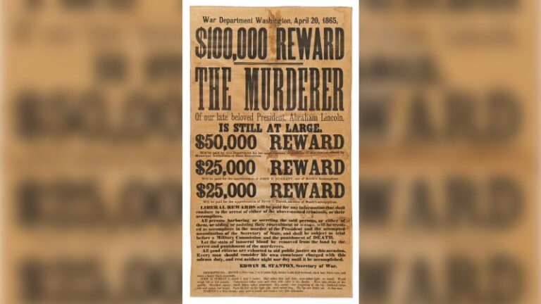 Un cartel raro de «se busca» de John Wilkes Booth después del asesinato de Lincoln se vendió en una subasta por más de $ 160,000