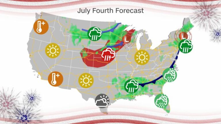 Pronóstico del tiempo del 4 de julio: dónde los fuegos artificiales podrían verse interrumpidos por las tormentas