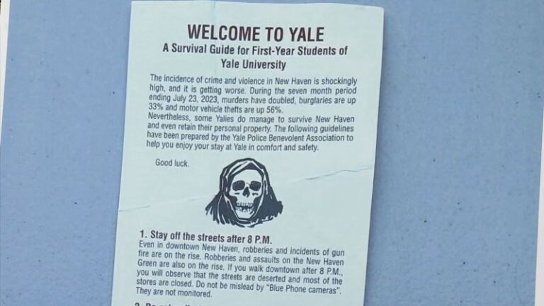 El sindicato de policía de Yale distribuye un folleto ‘engañoso’ sobre las tasas de criminalidad entre los estudiantes de primer año, dice la universidad