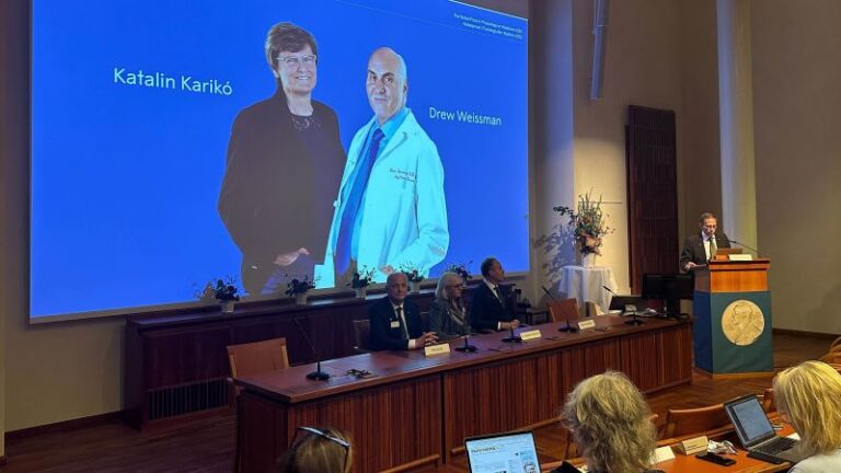 Premio Nobel de Medicina otorgado por su trabajo en vacunas de ARNm contra el Covid a Katalin Kariko y Drew Weissman