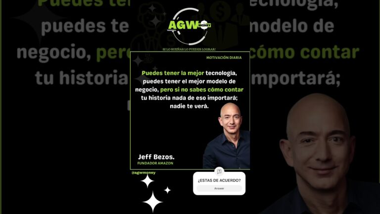 Hoy, Jeff Bezos nos inspira con sus palabras. ¡Atrévete a soñar en grande! 💼 #AGWMONEY #motivación