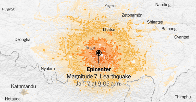 Terremoto de magnitud 7,1 sacude la región china del Tíbet cerca de la frontera con Nepal